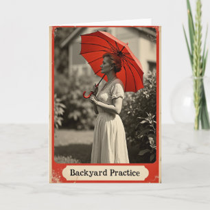 Elegant Birthday Red Umbrella Card