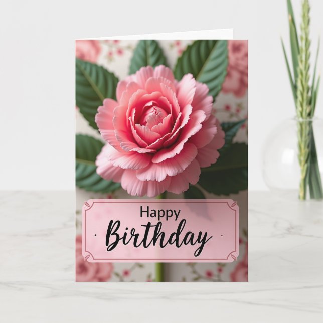 Elegant Birthday Rose Card (Front)
