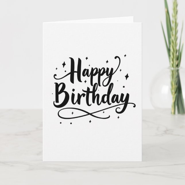 Elegant Birthday Script Swirl Card (Front)