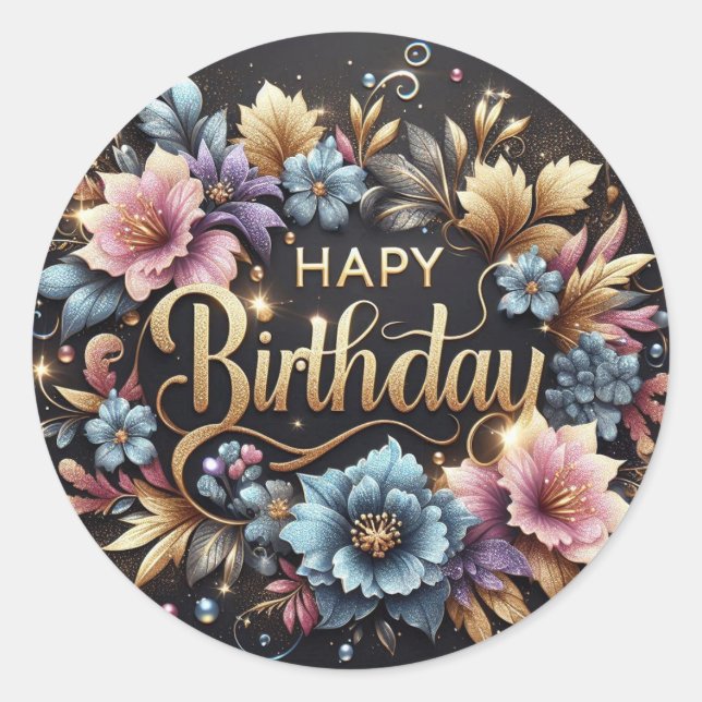 Elegant birthday sticker  (Front)