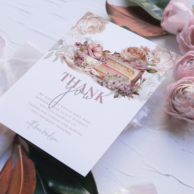 Elegant Birthday Tea Party Thank You Card (Creator Uploaded)