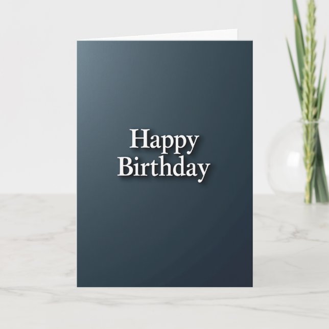 Elegant Birthday Teal Shadow Card (Front)