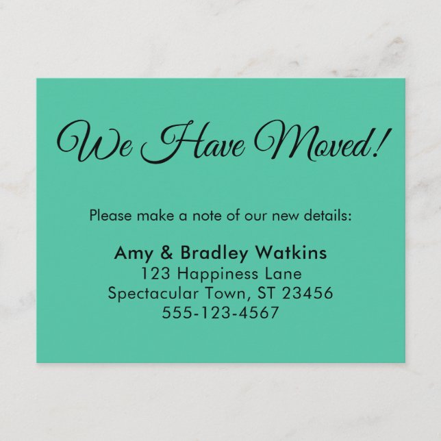 Elegant Biscay Green We Have Moved New Address Enclosure Card (Front)