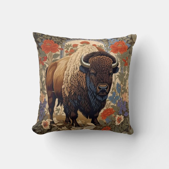 Elegant Bison William Morris Inspired Cushion (Front)