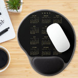 Elegant Black 2025 Calendar Home Office Ergonomic Gel Mouse Pad<br><div class="desc">Custom, elegant script typography, black and faux gold, yearly 2025 calendar, dust and stain resistant full year calendar mousepad / mousemat with ergonomic gel-pad wrist support and non-skid base, for home and office. Makes a great custom gift for your loved ones, mum, dad, husband, wife, son, daughter, brother, sister, grandpa,...</div>