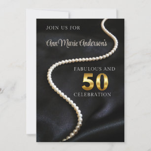 Elegant Black 50 and Fabulous Invitation