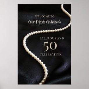 Elegant Black 50 and Fabulous Welcome Poster