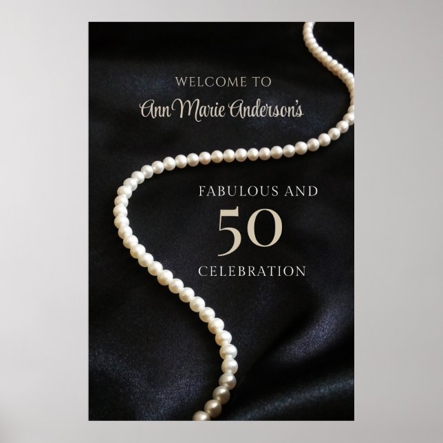 Elegant Black 50 and Fabulous Welcome Poster (Front)