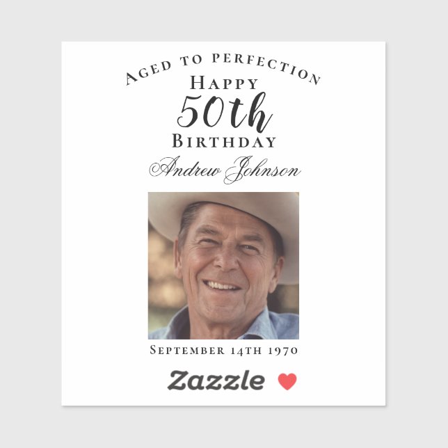 Elegant Black 50 Birthday Aged to Perfection Photo (Sheet)