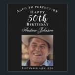 Elegant Black 50 Birthday Aged to Perfection Photo Wine Label<br><div class="desc">They're fifty and fabulous! Celebrate this momentous milestone with these custom photo wine labels. The simple,  black and white design can be easily personalised with their age,  name,  birthday,  and photo. The elegant typography reads "Aged to perfection". A unique addition to your 50th birthday party decor.</div>