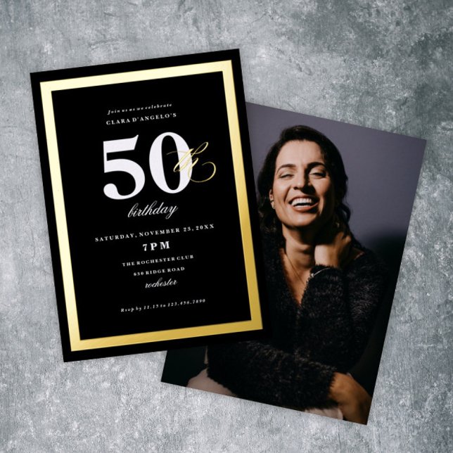 Elegant Black 50th Birthday Party Gold (Creator Uploaded)