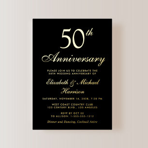 Elegant Black 50th Wedding Anniversary Gold