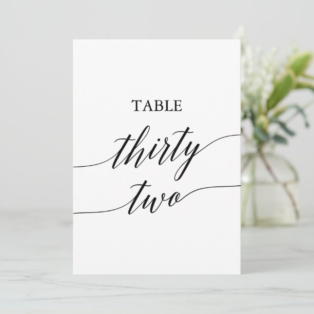 Elegant Black 5x7 Printable Table Number 32 (Standing Front)