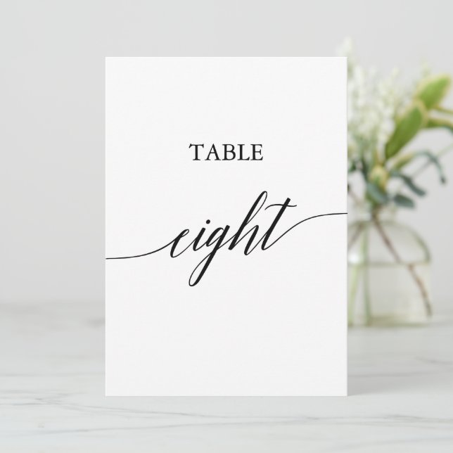 Elegant Black 5x7 Printable Table Number Eight (Standing Front)
