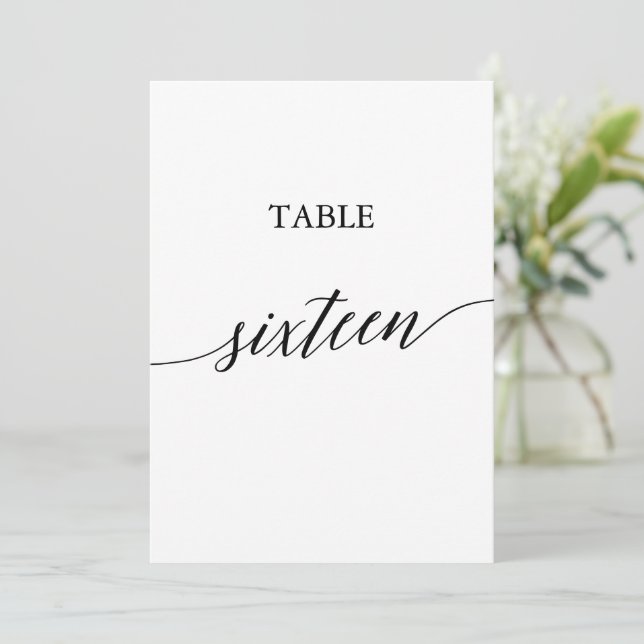 Elegant Black 5x7 Printable Table Number Sixteen (Standing Front)
