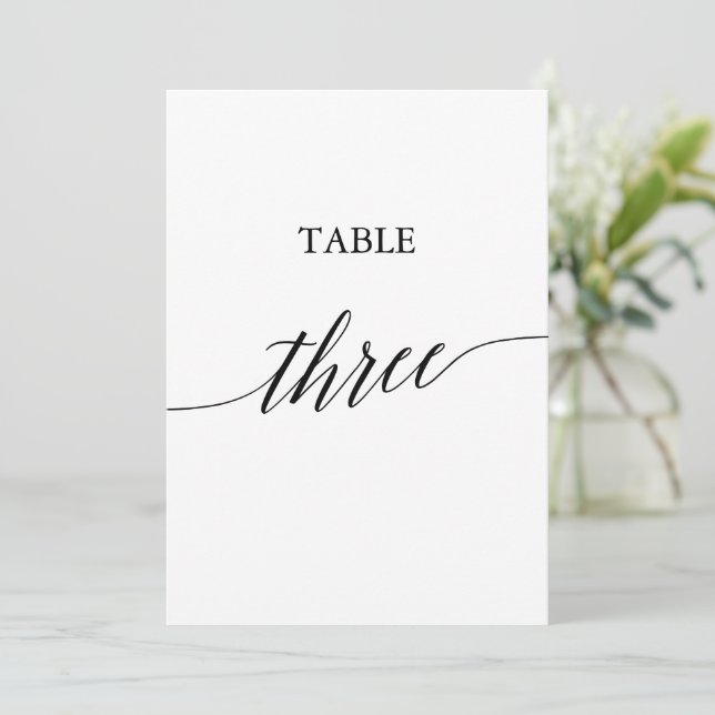 Elegant Black 5x7 Printable Table Number Three (Standing Front)