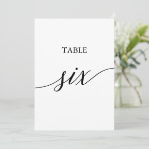 Elegant Black 5x7 Printable Table Six Table Number