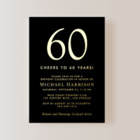 Elegant Black 60th Birthday Party Gold