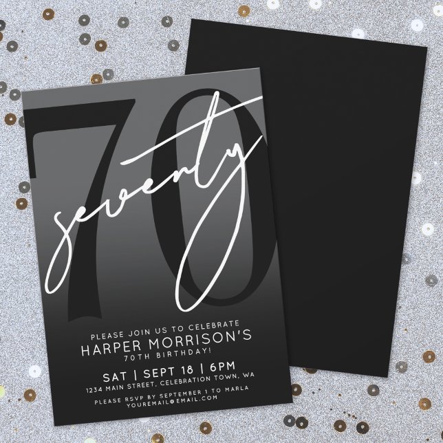 Elegant Black 70th Birthday Party Invitation (Elegant Black 70th Birthday Party Invitation)
