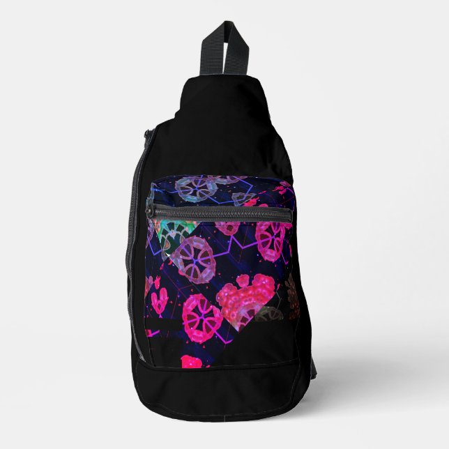 Elegant Black Abstract Geometric Backround  Sling Bag (Front)