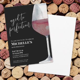 Elegant Black Aged To Perfection Wine Birthday Invitation