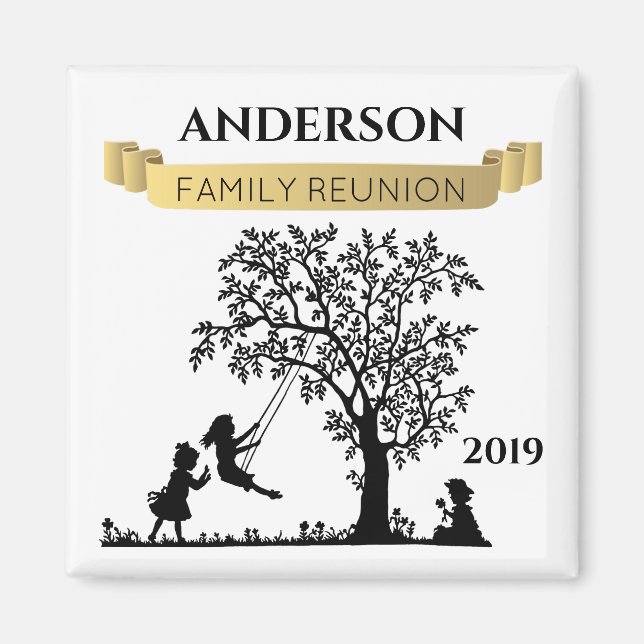 Elegant Black an Gold Family Reunion Souvenir Gift Magnet (Front)