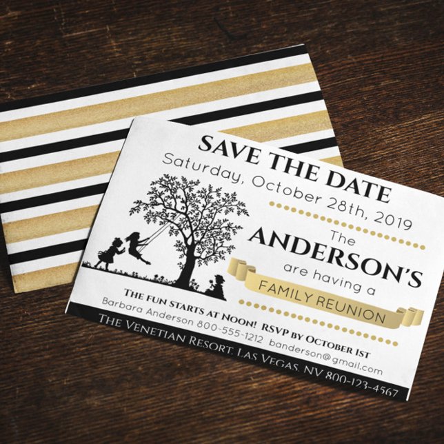 Elegant Black an Gold Save the Date Family Reunion Invitation (Creator Uploaded)