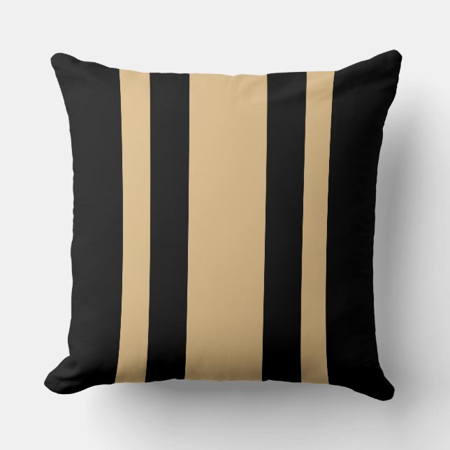 Elegant Black And Beige Stripe  Cushion (Front)
