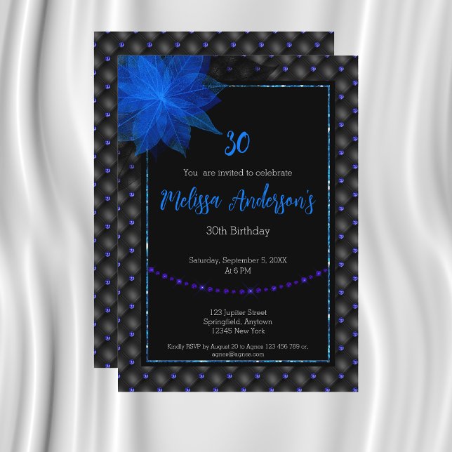 Elegant Black and Blue Birthday Invitation (Creator Uploaded)