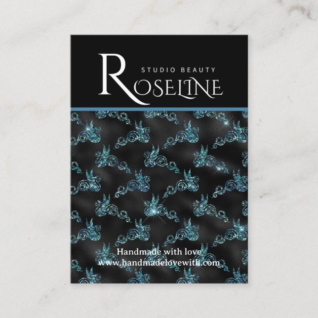 Elegant Black and blue geometric jewlery display Business Card (Front)