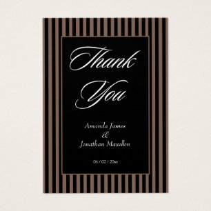 Elegant Black and Brown Stripes Thank You Card