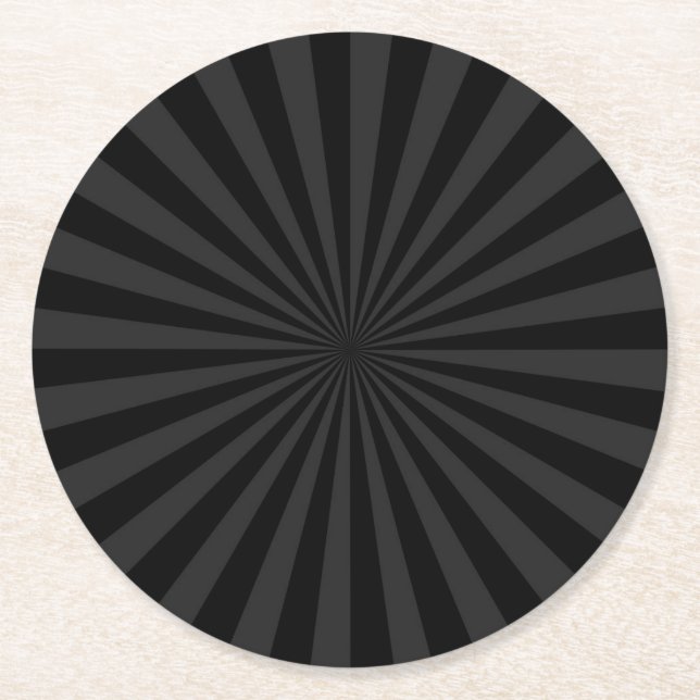 Elegant Black and Charcoal Burst Customise This Round Paper Coaster (Front)