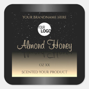 Elegant Black and Cream Product Label Glitter Logo