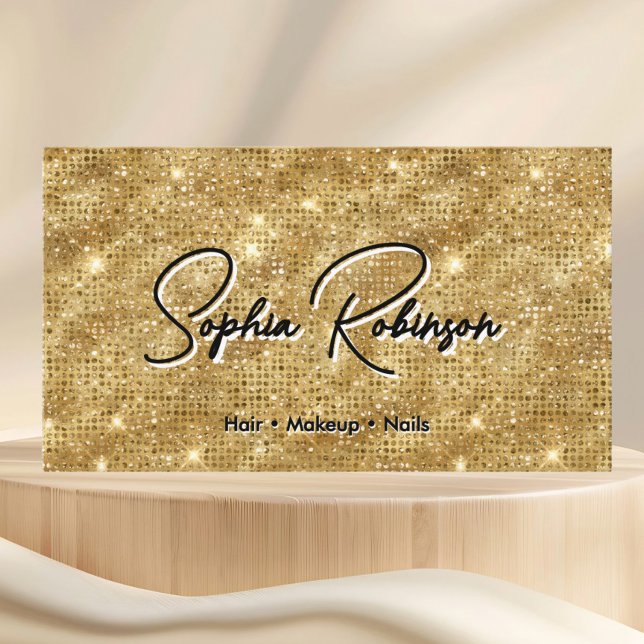 Elegant Black and Faux Gold Glitter Business Card (Creator Uploaded)