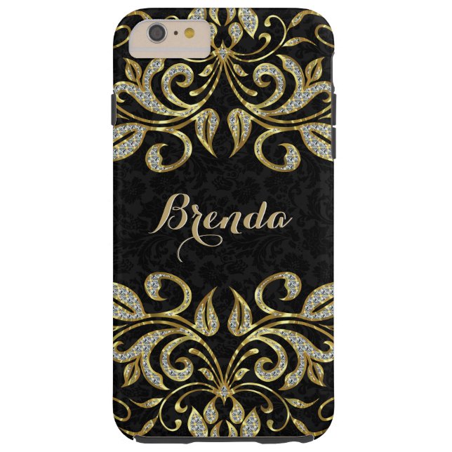 Elegant Black And Faux Gold & Glitter Case-Mate iPhone Case (Back)