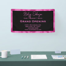 Elegant Black and Faux Hot Pink Foil Business Sign