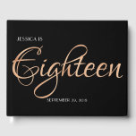Elegant Black and Gold 18th Birthday Guest Book<br><div class="desc">This 18th birthday guest book design is very elegant thanks to the striking golden script lettering against the classic black background. You can personalise the cover by adding the birthday girl's name and the date of her party. Our custom guest books are a wonderful way for friends and loved ones...</div>
