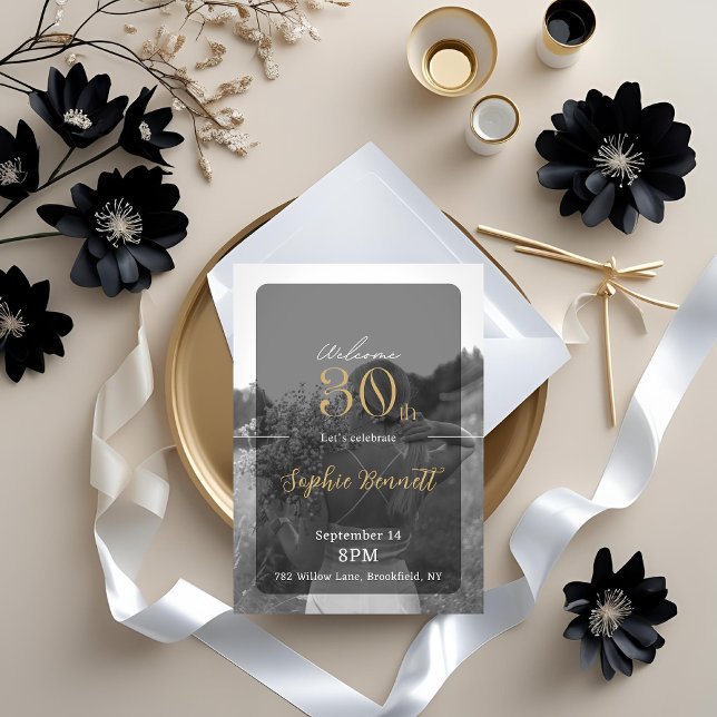 Elegant Black and Gold 30th Birthday Invitation (Creator Uploaded)