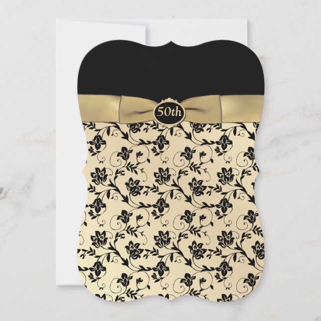 Elegant Black and Gold 50th Anniversary Invitation (Front)