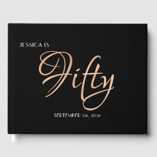 Elegant Black and Gold 50th Birthday Guest Book