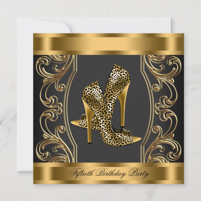 Elegant Black and Gold 50th Birthday Party Invitation (Front)