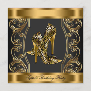 Elegant Black and Gold 50th Birthday Party Invitation