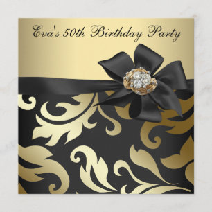 Elegant Black and Gold 50th Birthday Party Invitation