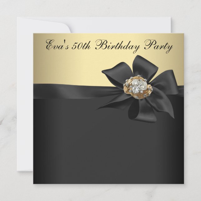Elegant Black and Gold 50th Birthday Party Invitation (Front)
