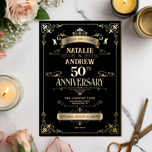 Elegant Black and Gold 50th Marriage Anniversary (Creator Uploaded)