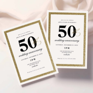 Elegant Black and Gold 50th Wedding Anniversary Invitation