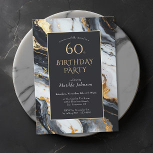 Elegant Black and Gold 60th Birthday Invitation