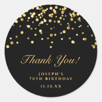 Elegant Black And Gold 70Th Birthday Thank You