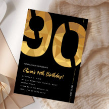 Elegant black and gold 90th Birthday Party