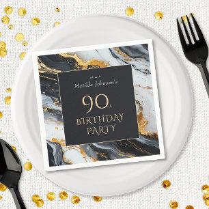 Elegant Black and Gold 90th Birthday Party Napkin